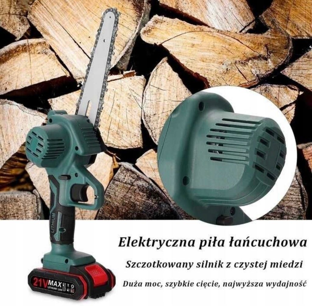 Piła łańcuchowa Akumulatorowa 1200W 2xAKU Zestaw + łańcuch