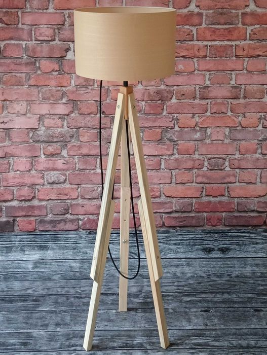 WPRZEDAŻ, Lampa, drewno, loft, stojąca, podłogowa, hand made, natura!