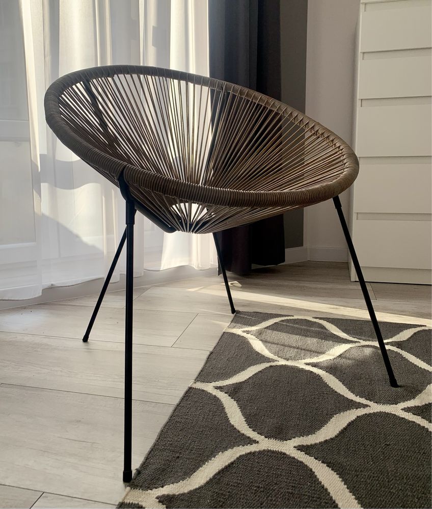 Krzesło uniwerslane indoor outdoor balkonowe ogrodowe plecione brązowe