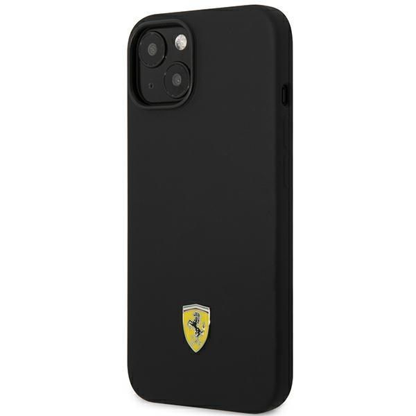 Etui Ferrari Silicone Metal Logo do iPhone 14 / 15 / 13 6.1" - Czarny