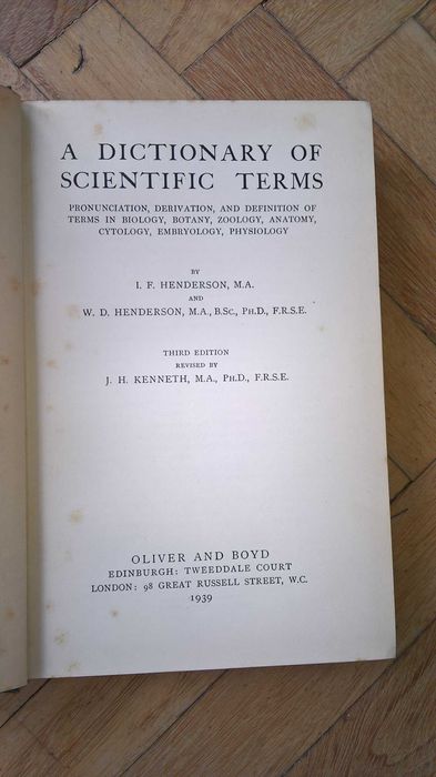 A Dictionary of Scientific Terms