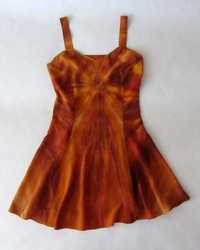 Pomarańczowa cieniowana sukienka Ombre Hippie Boho Etno 36/S