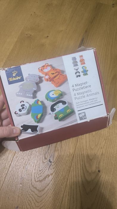 Drewniane duże puzzle magnetyczne zwierzęta dla najmłodszych