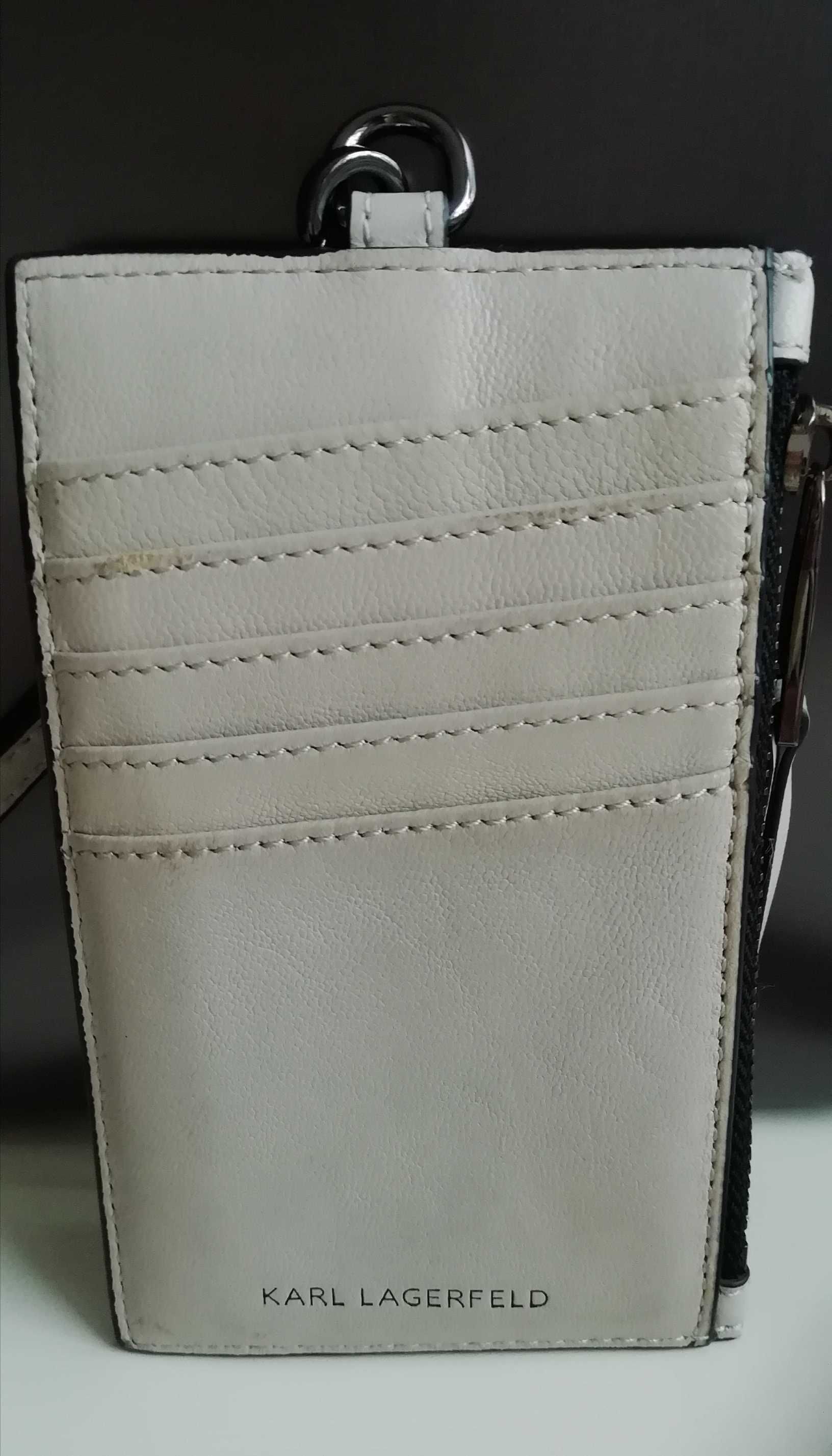 Karl Lagerfeld 3w1 mini portfel etui na karty klucze odpinana smycz