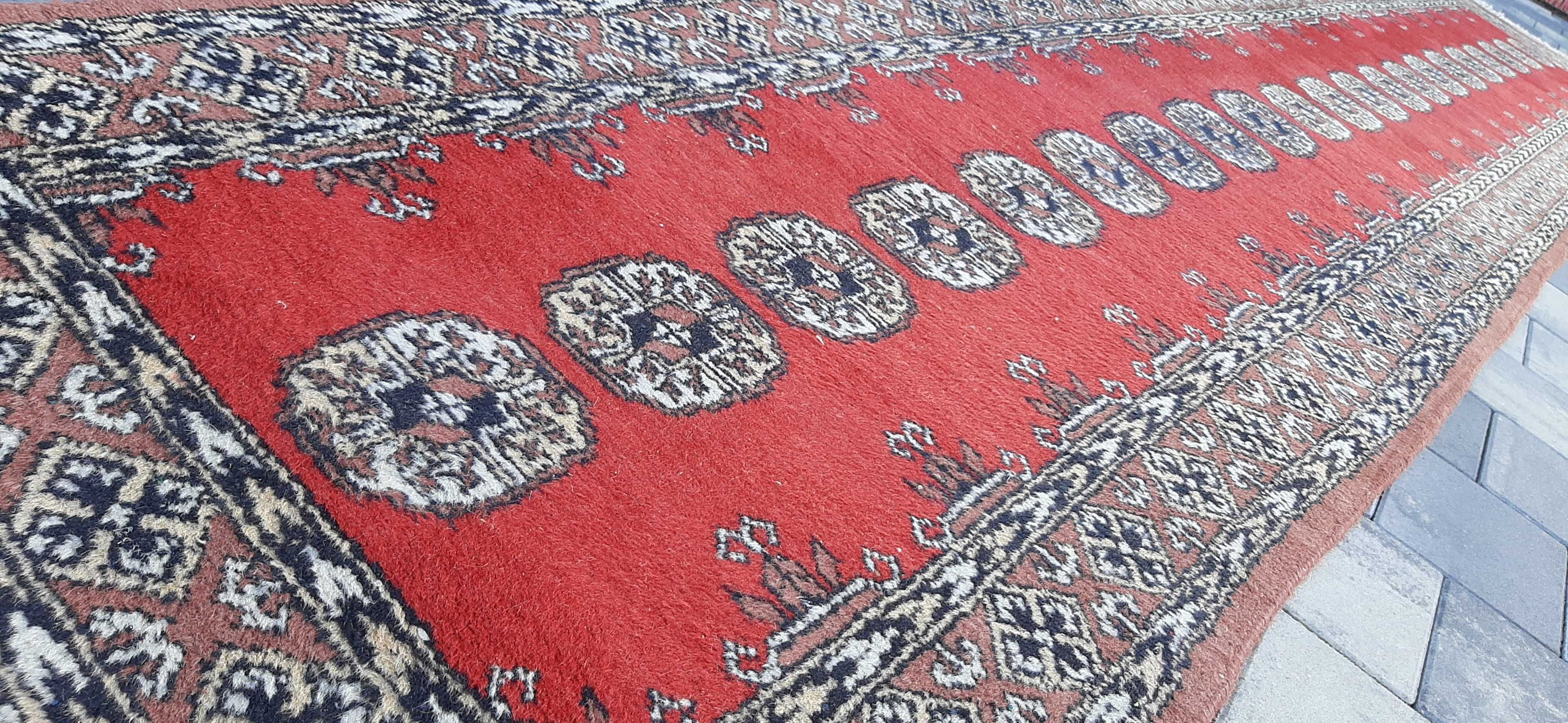 Buchara pakistański dywan wełniany chodnik 400 x 77 cm wełna