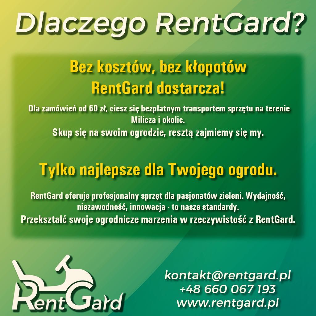 RentGard Wypożyczalnia sprzętu ogrodowego w Miliczu