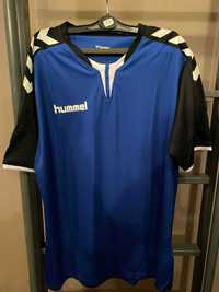 Niebieska Koszulka Sportowa Hummel z Czarnymi rękawami XL