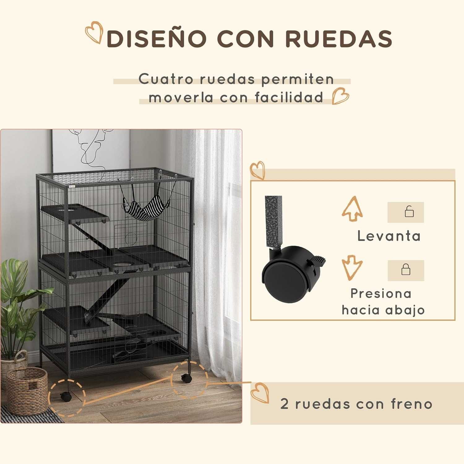 NOVO - Gaiola de Chinchila, Furão e Coelho com 5 níveis 80x52x128cm