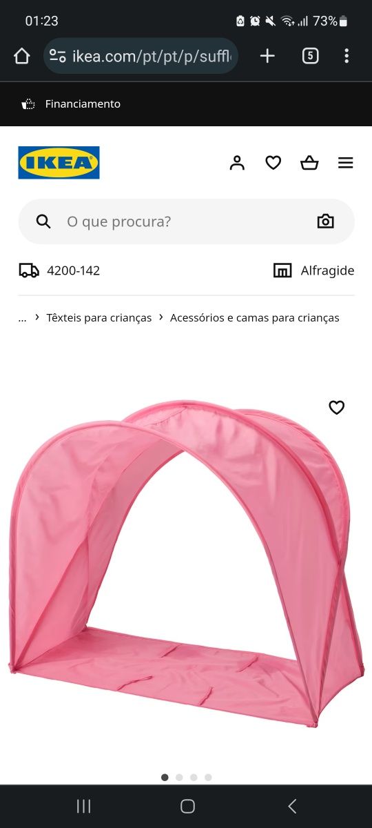 Dossel rosa para cama marca IKEA