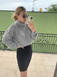 Sweter Z Golfem Zina OVERSIZE Szary