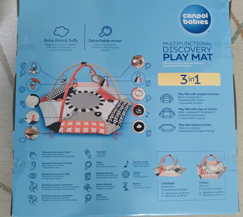 Canpol sensoryczna kontrastowa edukacyjna mata 3w1 kojec