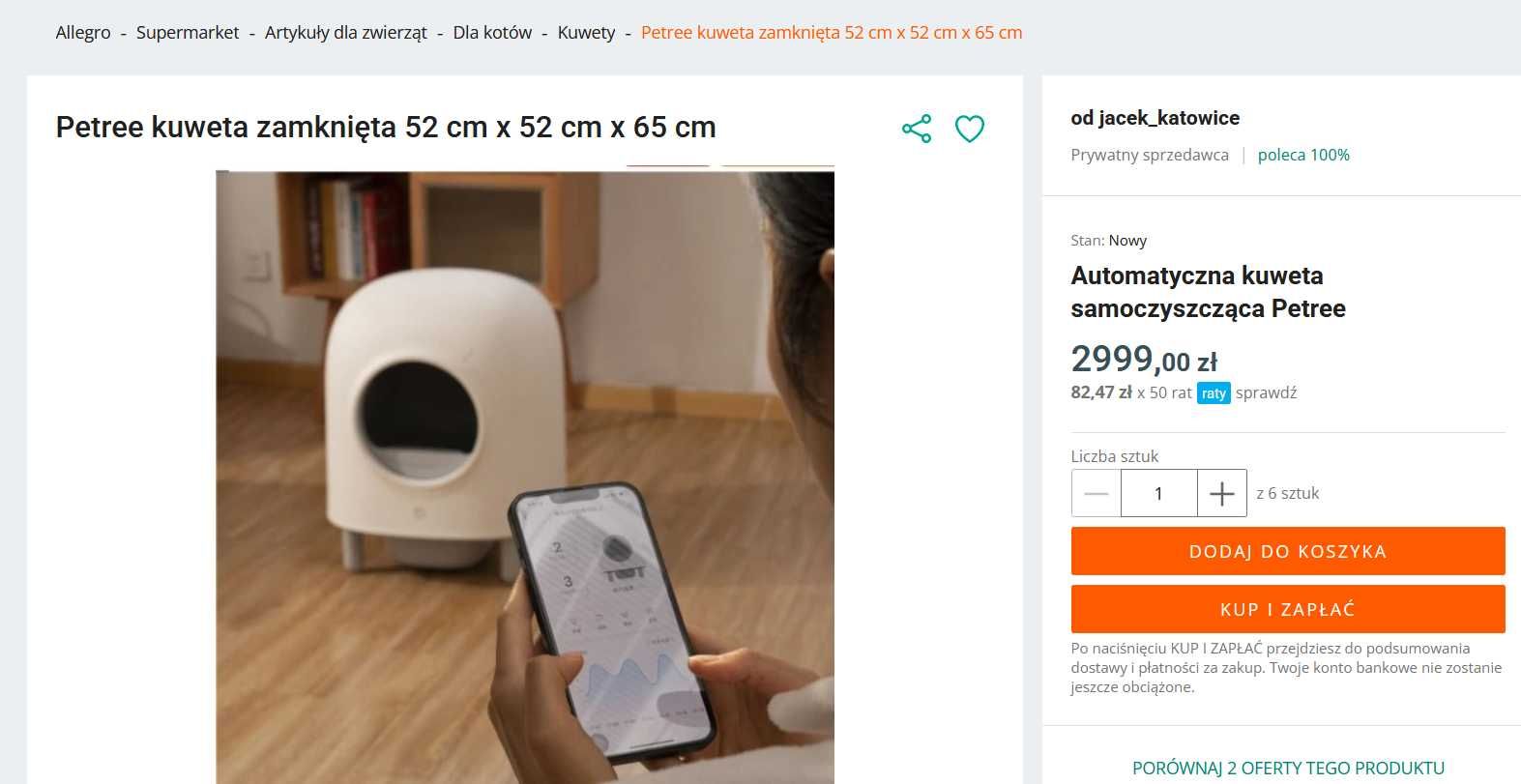 Kuweta samoczyszcząca Petree dla kota v2 WiFi XXL+ GRATIS