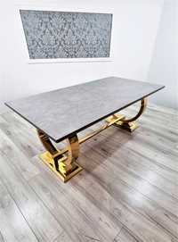Stół rozkładany Glamour szary marmur złoty 200(300)/100