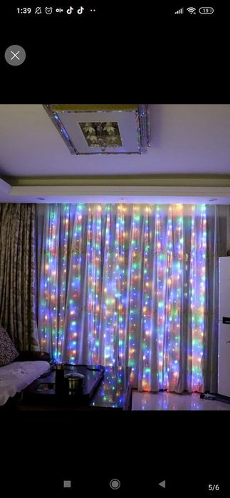 Гірлянда , штора, роса, герлянда