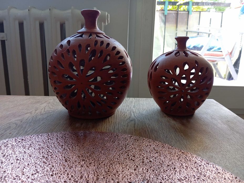 Lampiony gliniane ceramika ażurowe