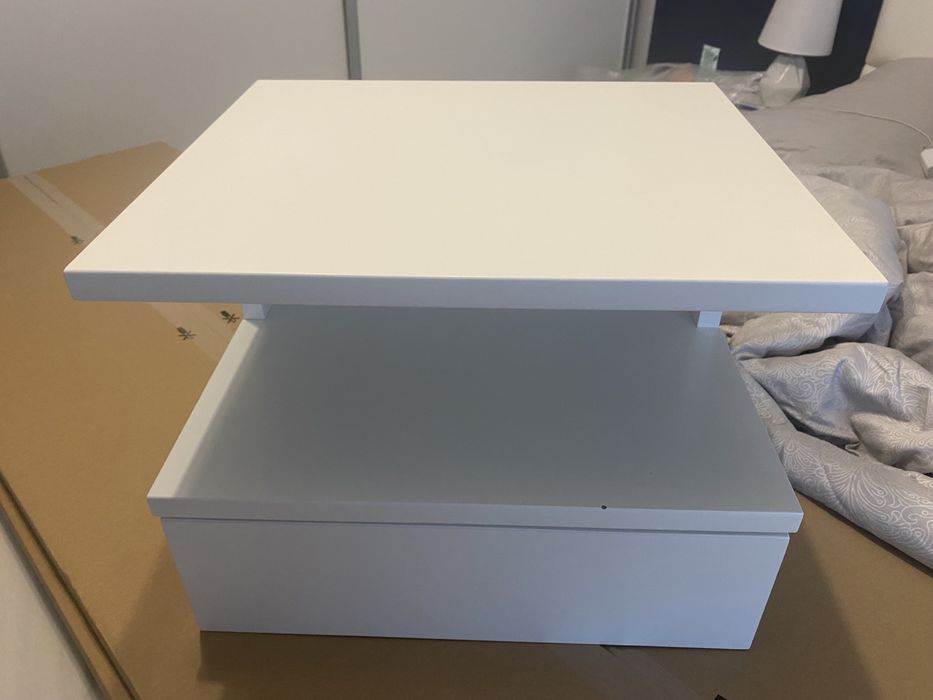 Biały stolik nocny wiszacy polmat polysk z szuflada