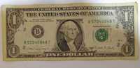 Старая купюра 1 доллар США 1988 года