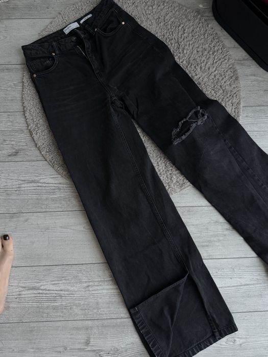 Чорні штани палаццо з розрізами внизу стан новий с