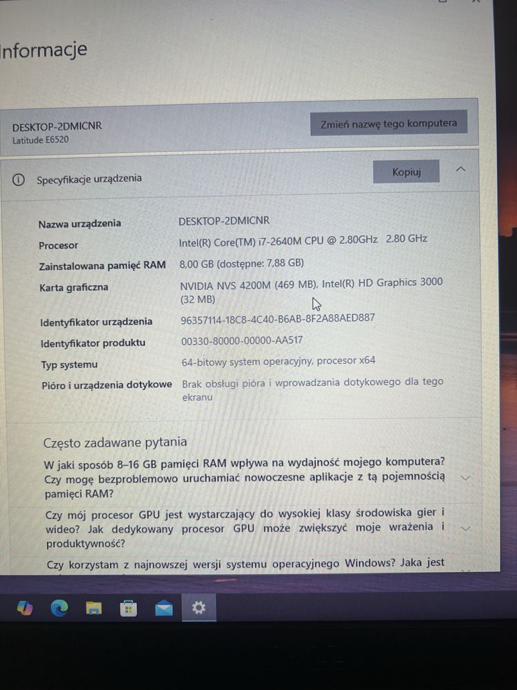 Laptop Dell Latitude E6520 – i7 / 8 GB RAM / NVIDIA / Windows 10