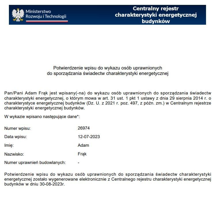 Świadectwo energetyczne  i Audyt Energetyczny Czyste Powietrze