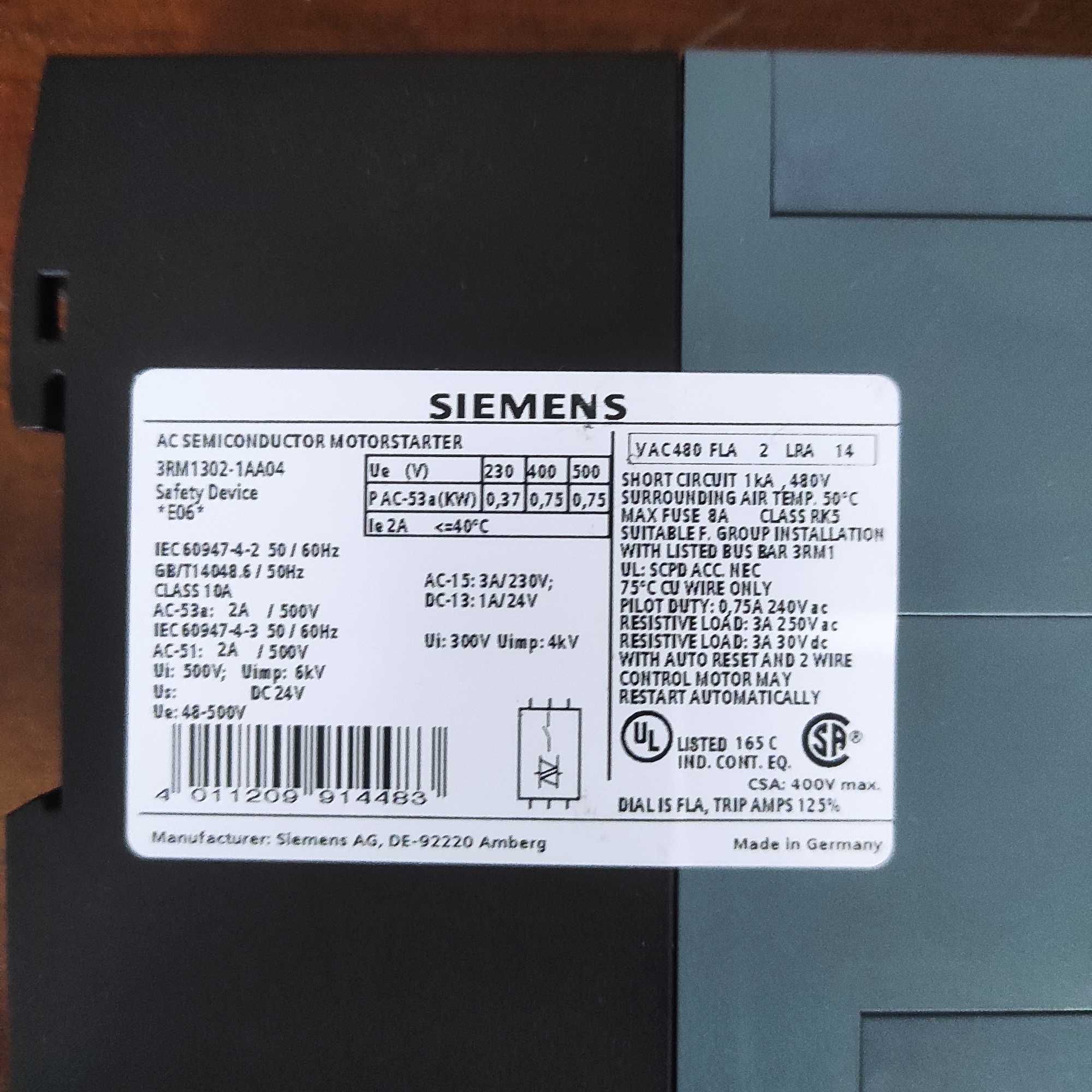 Układ rozruchowy SIEMENS SIRIUS 3RM1107-1AA04