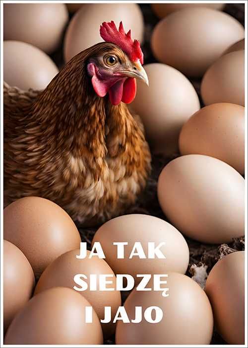 Plakat z humorem - ja tak siedzę i jajo - do kuchni/ jadalni