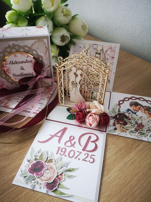 Exploding box, pudełko, kartka, pamiątka, ślub, boho, personalizowane