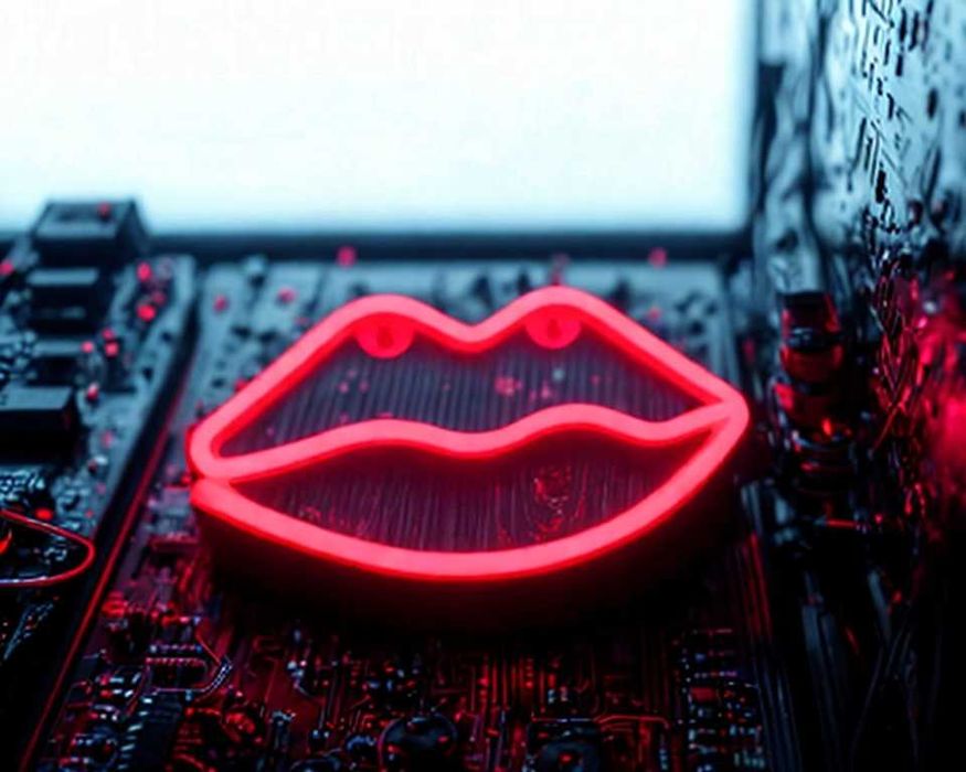 Neonowa Lampa LED o kolorze czerwonym w Kształcie Ust