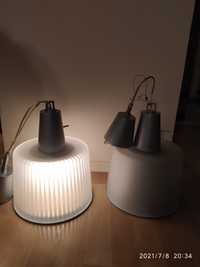 Lampa stalowa / szklana IKEA model T9815 styl industrialnym żyrandol