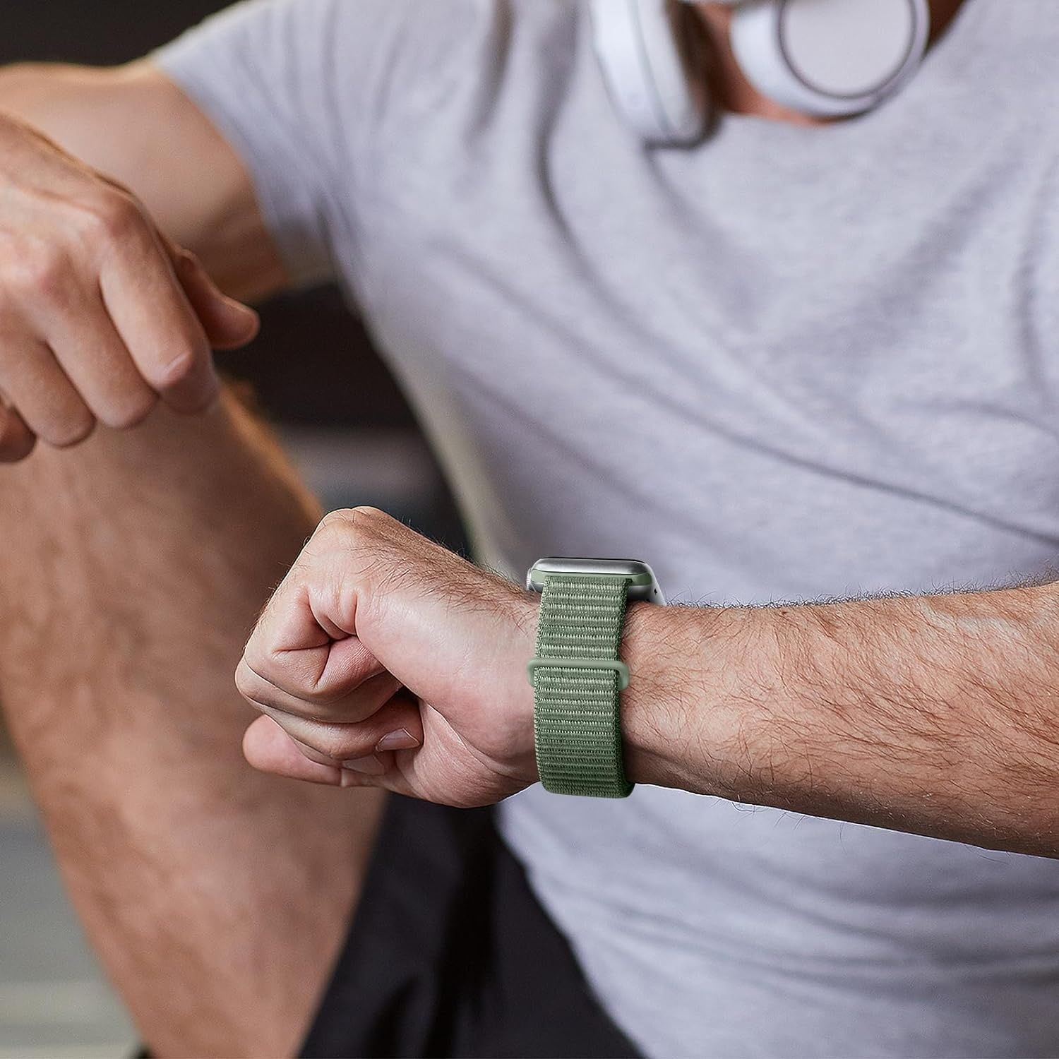 Maledan Nylonowy pasek kompatybilny z Apple Watch 38 40 41 mm zieleń
