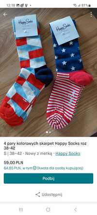 Kolorowe skarpetki Happy Socks roz 36-40