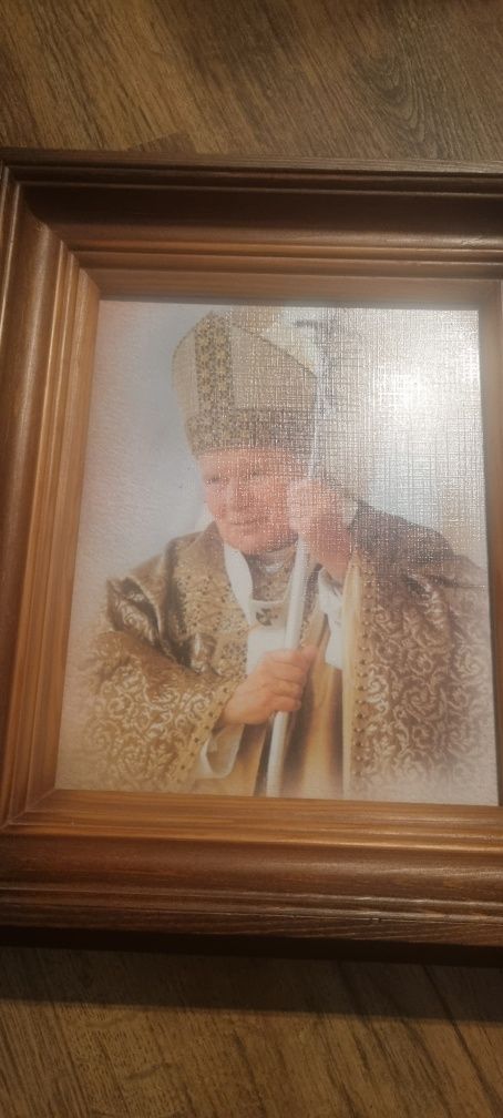 Obraz Jan Paweł II Papież bdb 30x34cm