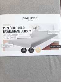 Nowe prześcieradło bawełniane jersey 90 x 200 cm