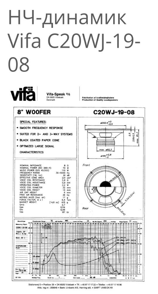 Динамики  Vifa C20WJ-19-08