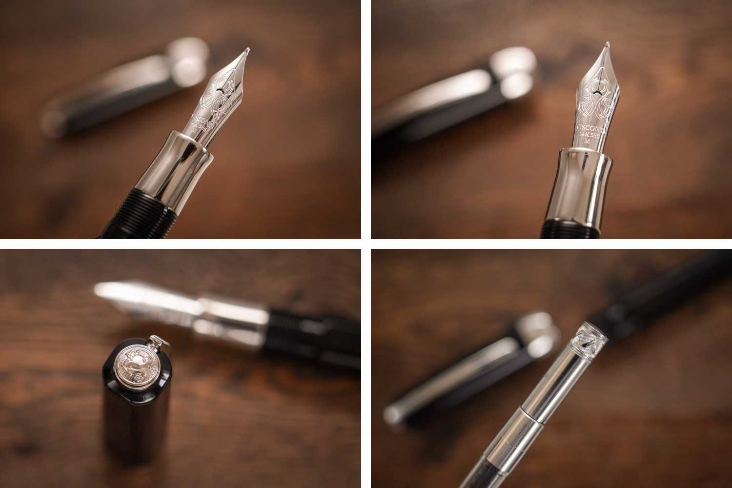 Vintage Visconti Opera Platinum Black Fluted 'M' Pióro wieczne
