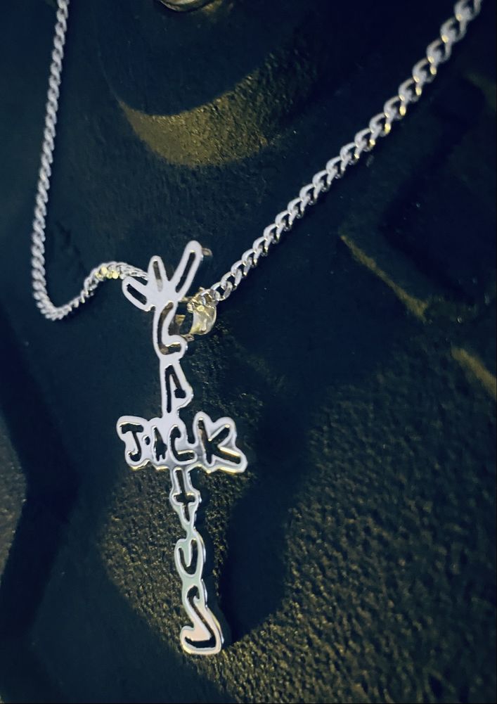 Nowy srebrny komplet zawieszka z łańcuszkiem Cactus Jack