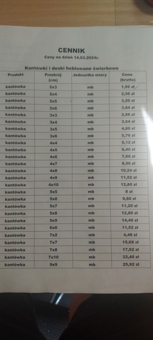 Deska świerkowa heblowana 10x2
