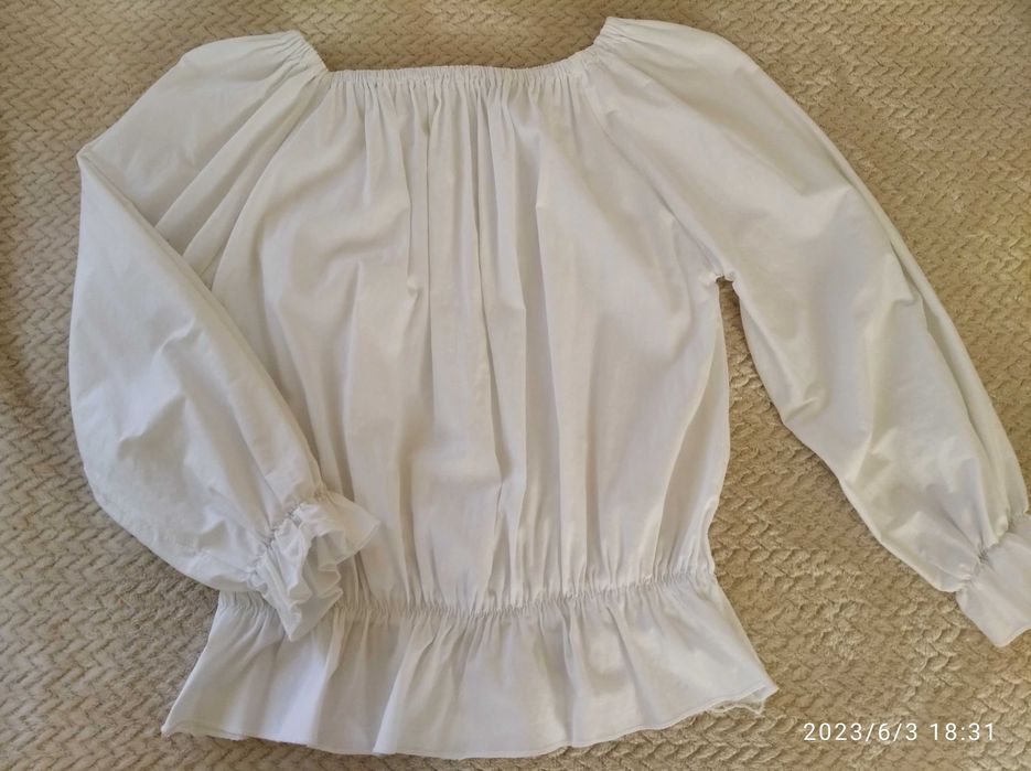 Bluzka biała oversize (M, L, XL), bawełniana, folk