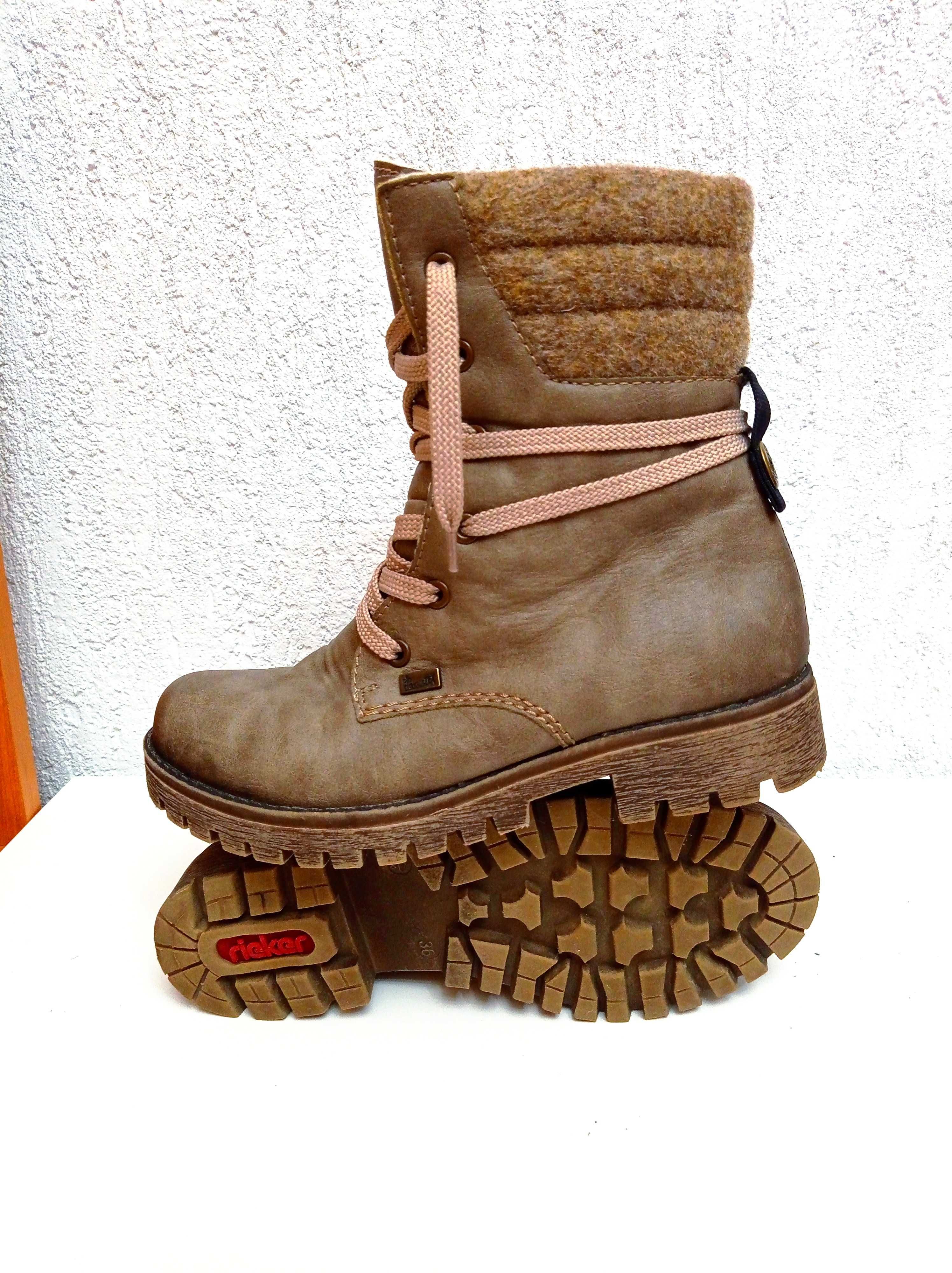 RIEKER buty zimowe 36 damskie Trapery Kozaki Botki Śniegowce Trekking