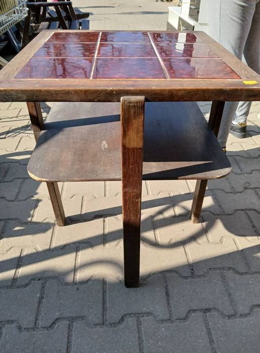 Stolik kawowe z kafelkowym blatem Vintage