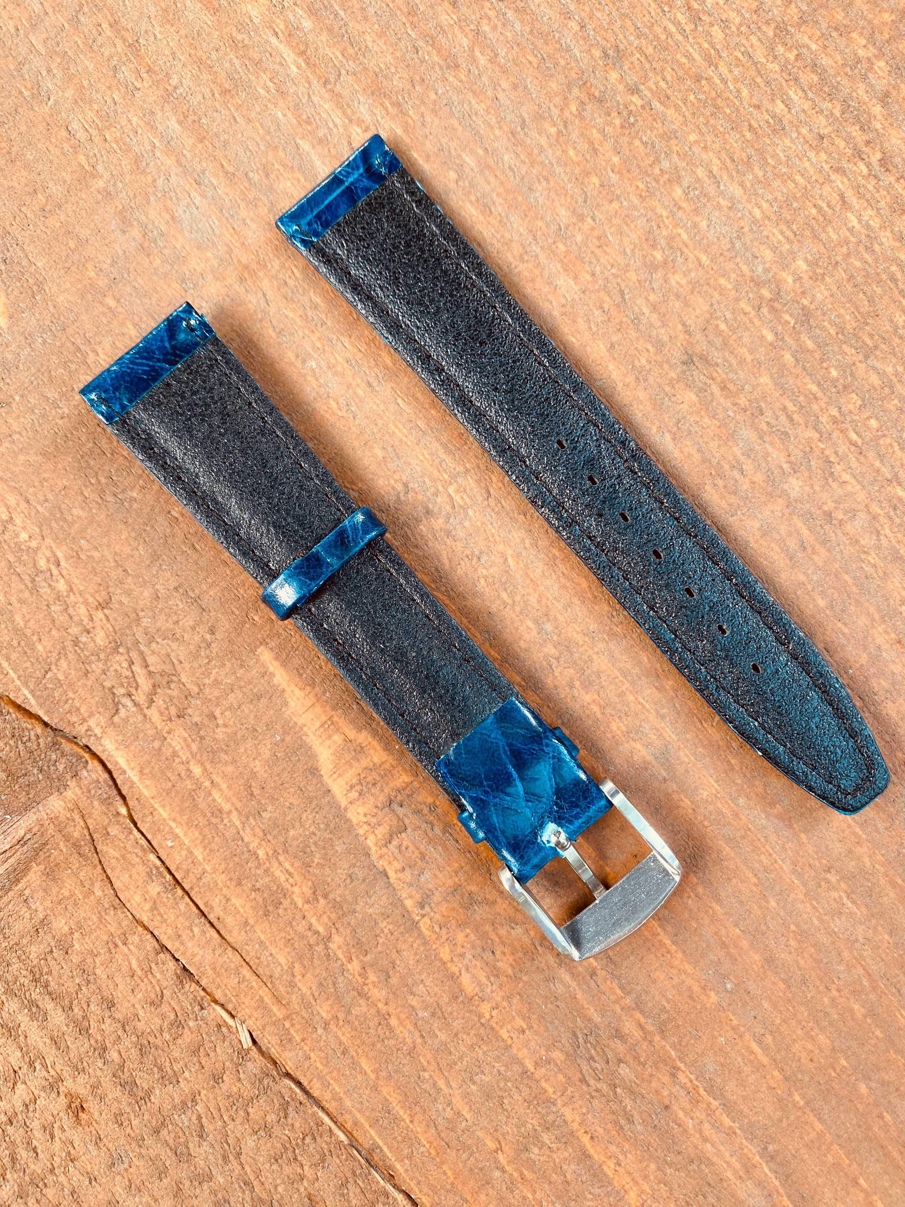Pasek do zegarka skórzany granatowy 20mm