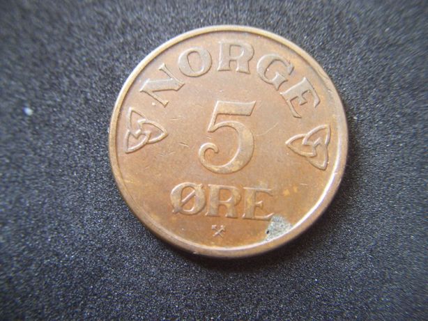 Stare monety 5 ore 1954 Norwegia