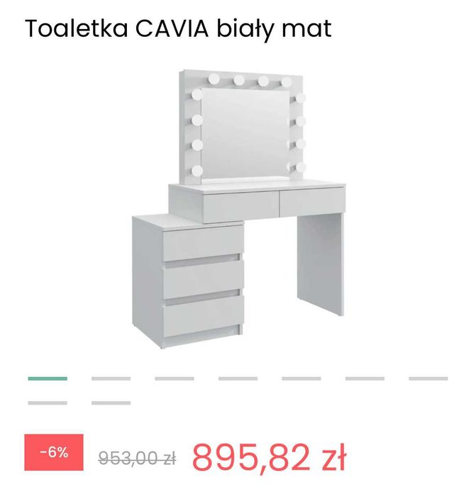 Toaletka z lustrem + żarówki LED