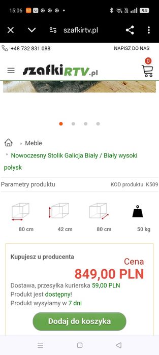 Stolik kawowy biały