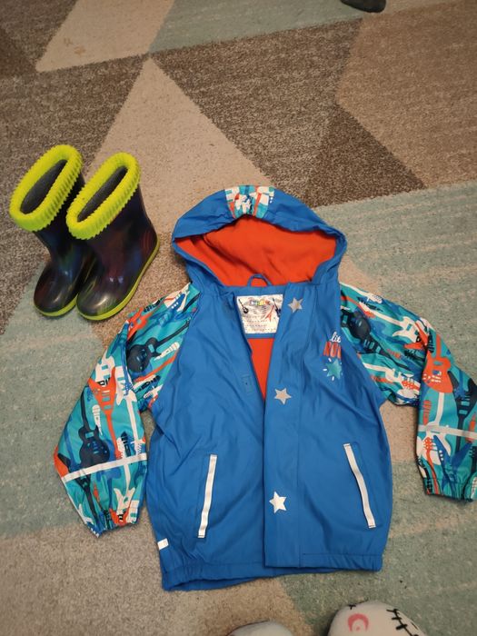 kalosze + kurtka przeciwdeszczowa