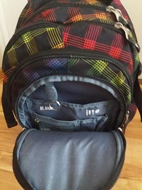 Plecak szkolny młodzieżowy ST.RIGHT w tęczową kratę