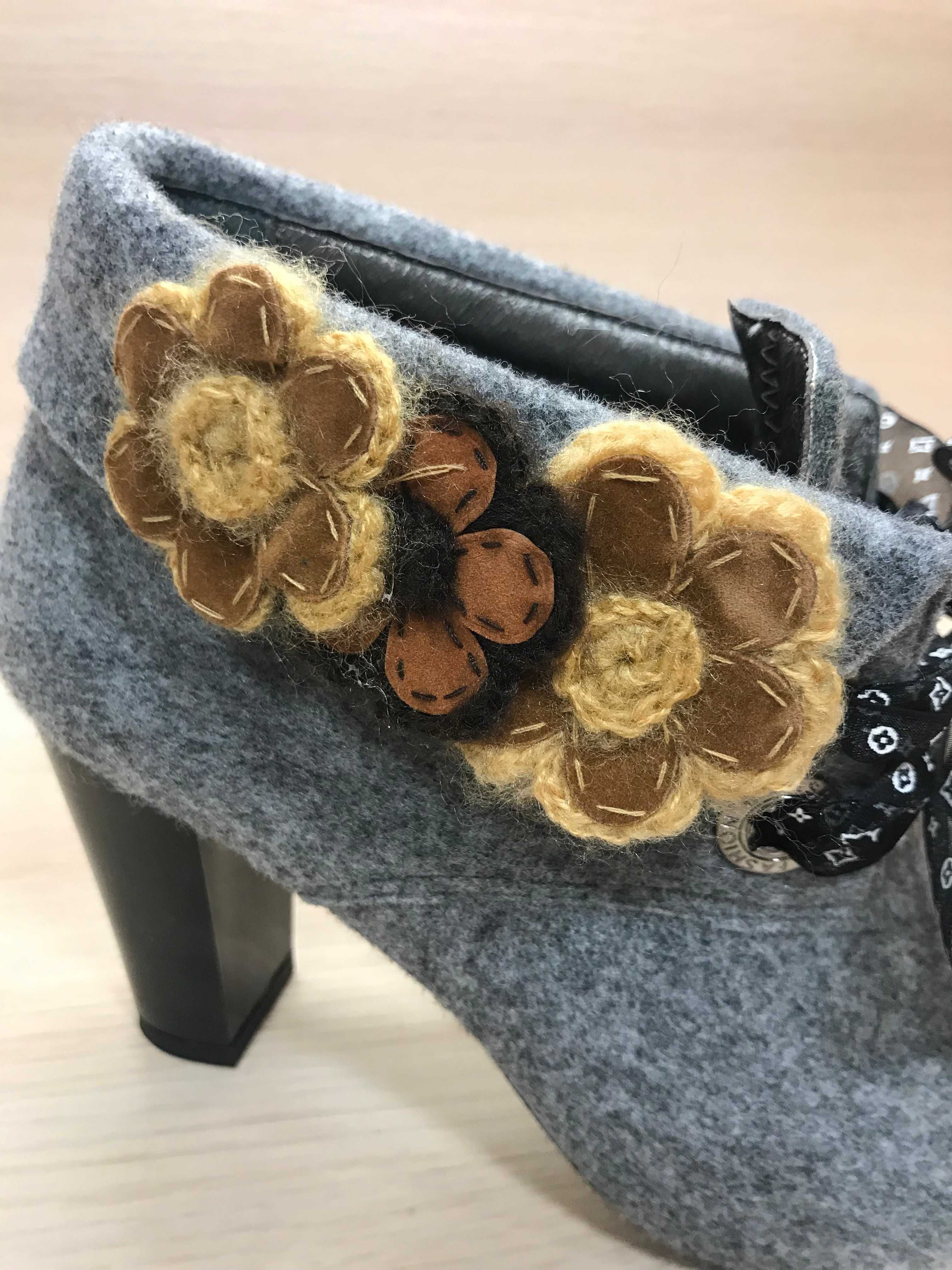 Cudowne botki r. 40 z filcu pumps półbuty na słupku 8,5cm obcas Pin up