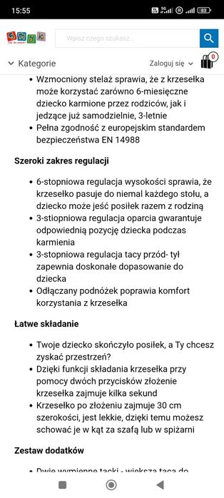 Krzesełko do karmienia
