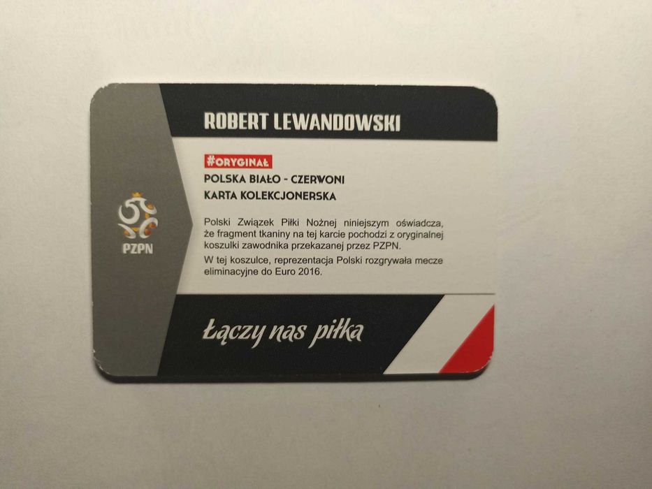 Robert Lewandowski karta z kawałkiem koszulki POLSKA EURO 2016