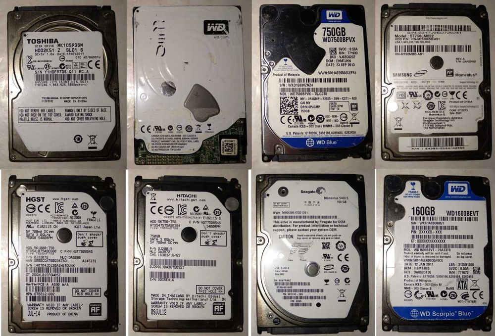 Жесткие диски 2.5, 3.5 HDD нерабочие, под ремонт, на зч